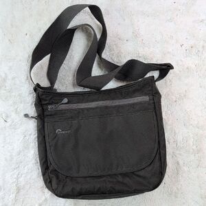 Black Camera Case with Adjustable Strap and Flap Closure